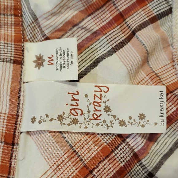 Orange Plaid Snap button down - Picture 6 of 8